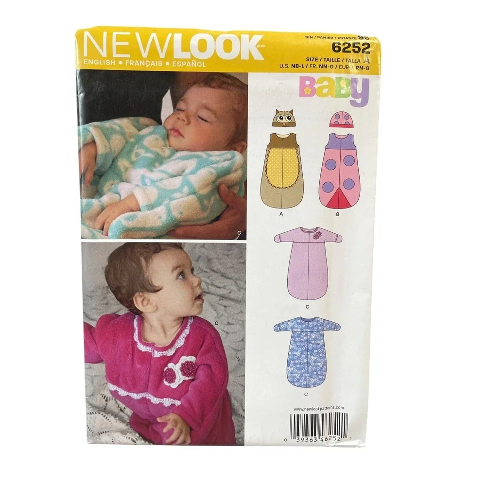 NEWLOOK 6252 Baby Sleepers Sleeping Bag Romper NB-L Infant Newborn Modern